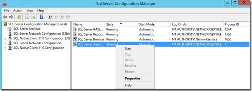 Description: How to Enable SQL Server Agent Service-Properties