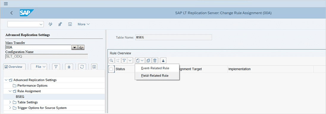 sap slt rule assignment include
